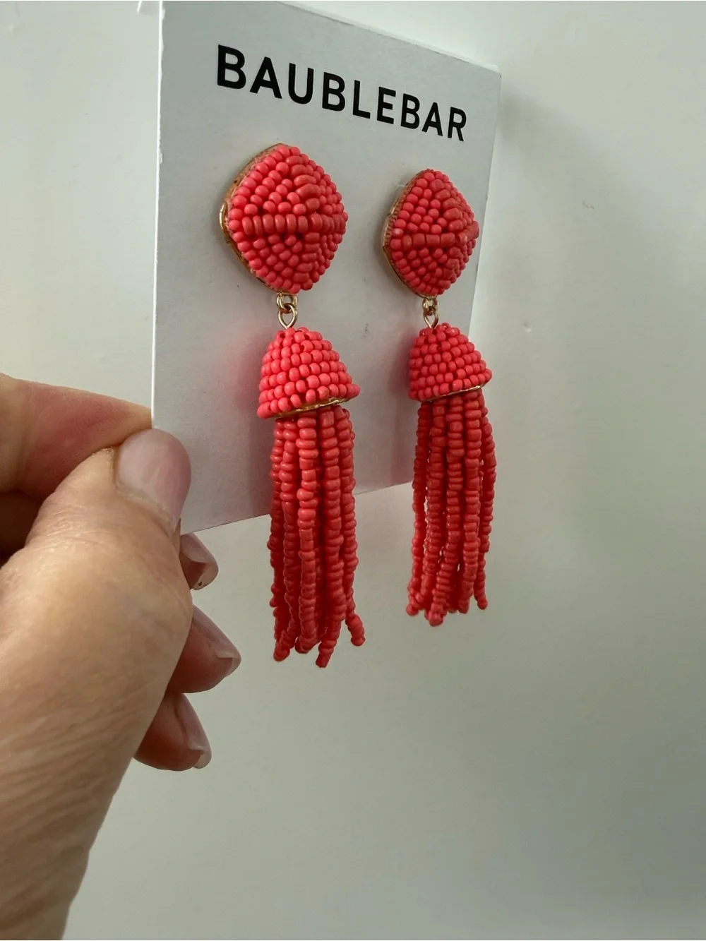 NEW Sugarfix by BaubleBar beaded tassel earrings in coral